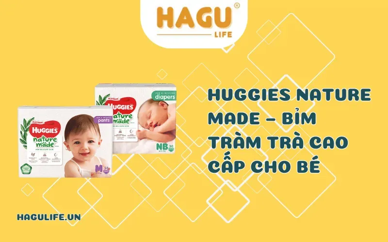 Lớp bề mặt bỉm Huggies tràm trà dịu nhẹ tiếp xúc với làn da nhạy cảm của bé